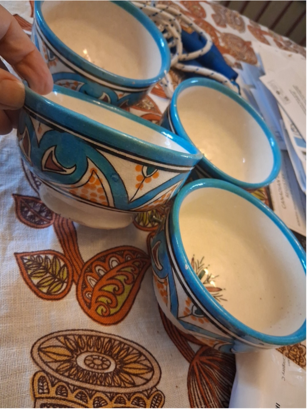 Moroccan Handmade Handpainted Vintage Small Bowls X 4
